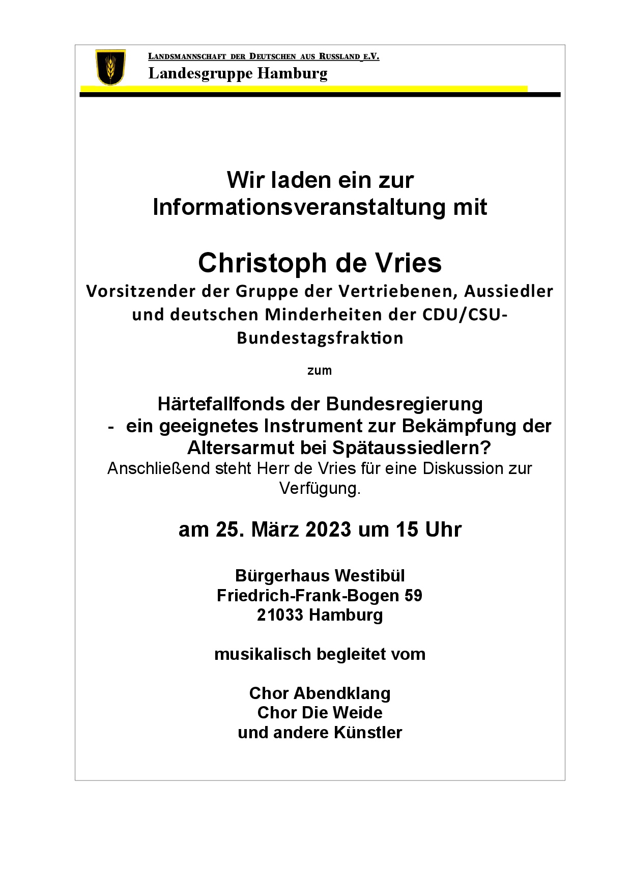 Einladung zur Infoveranstaltung am 25.3.2023